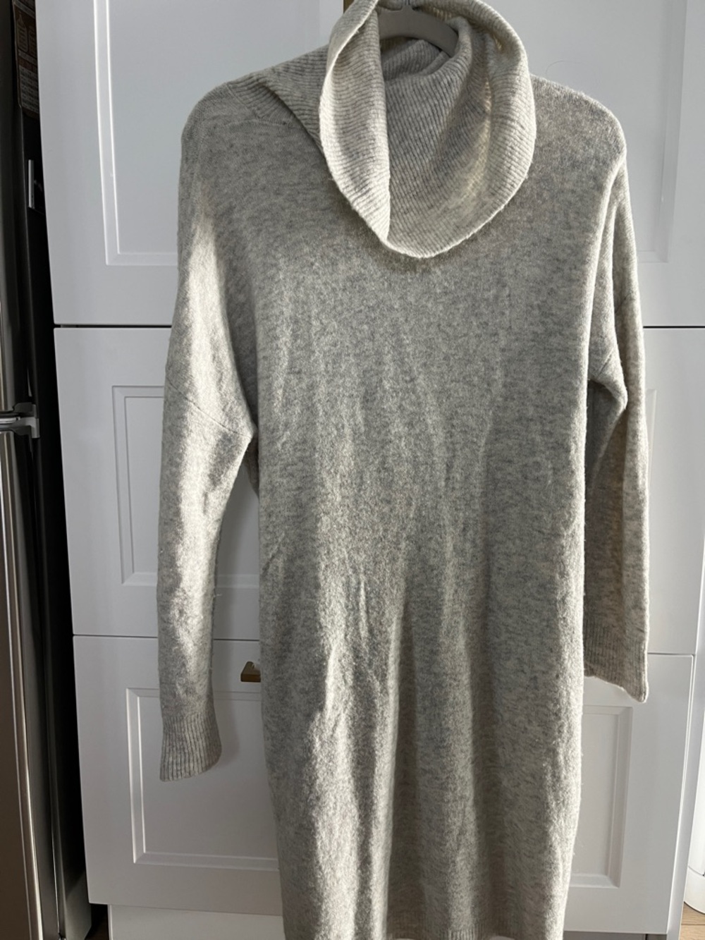 Madewell Cozy Light Gray Cowl Neck wool blend Sweater Dress